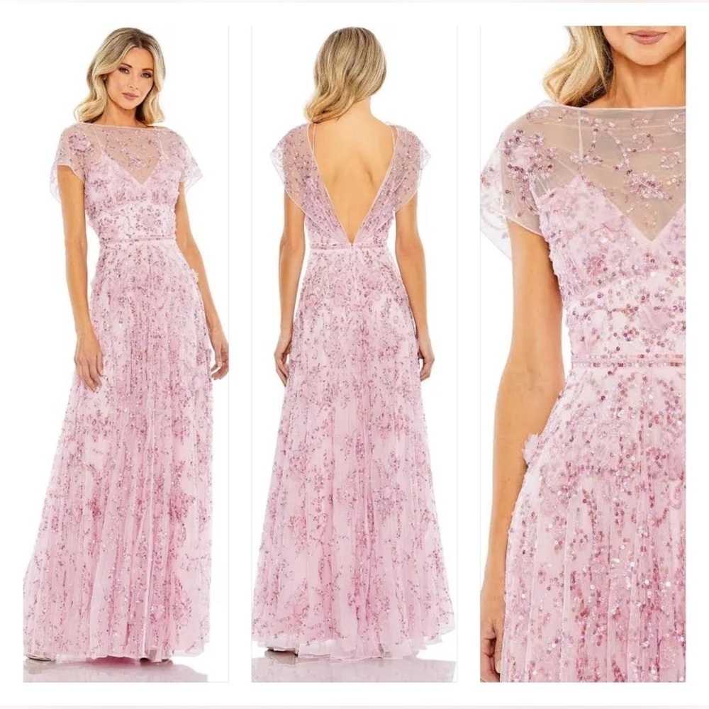 Mac Duggal 93685 NWT Pink Long Sequins Formal Dress